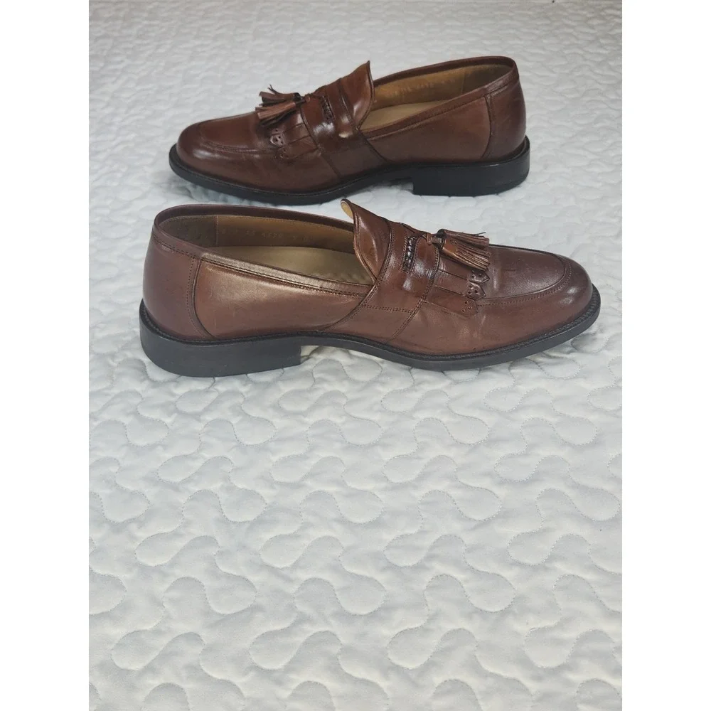 9M Men Leather Kiltie Tassel Loafers Italian 50s 60s 70s Executive Dad Shoes EXC
